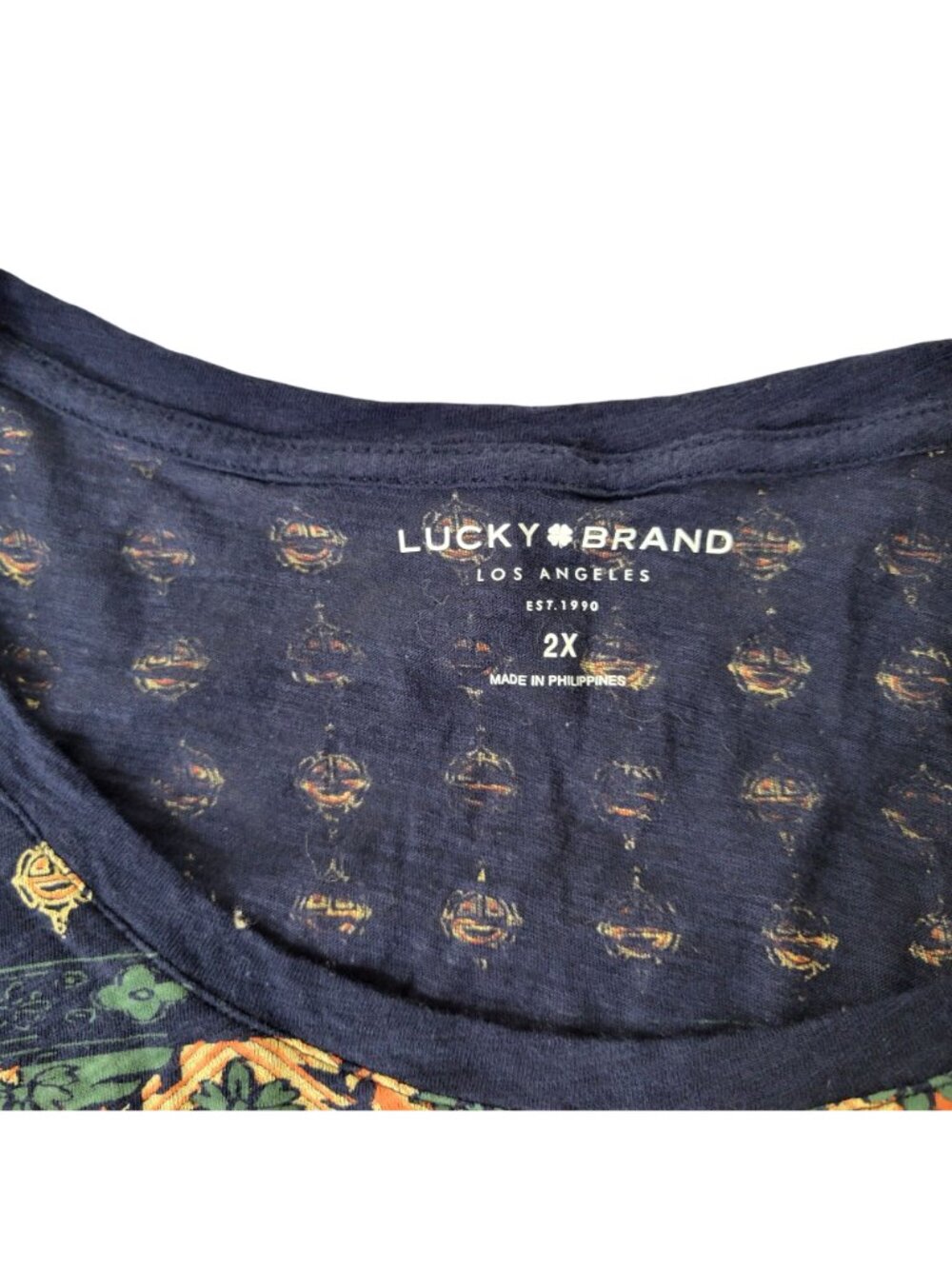 Lucky Brand Boho Paisley Medallion Print Short Sleeve Top 2X - Picture 2 of 5